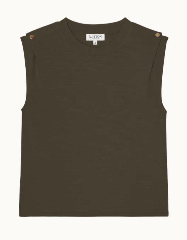 Nation Ltd. Marina Muscle Tee w/ Shoulder - Espresso