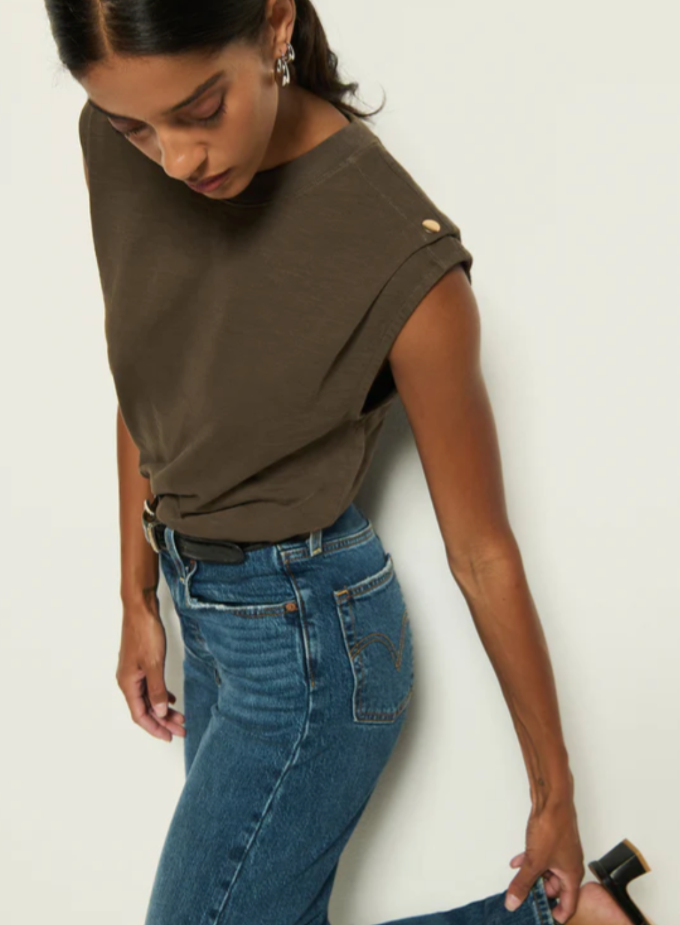 Nation Ltd. Marina Muscle Tee w/ Shoulder - Espresso