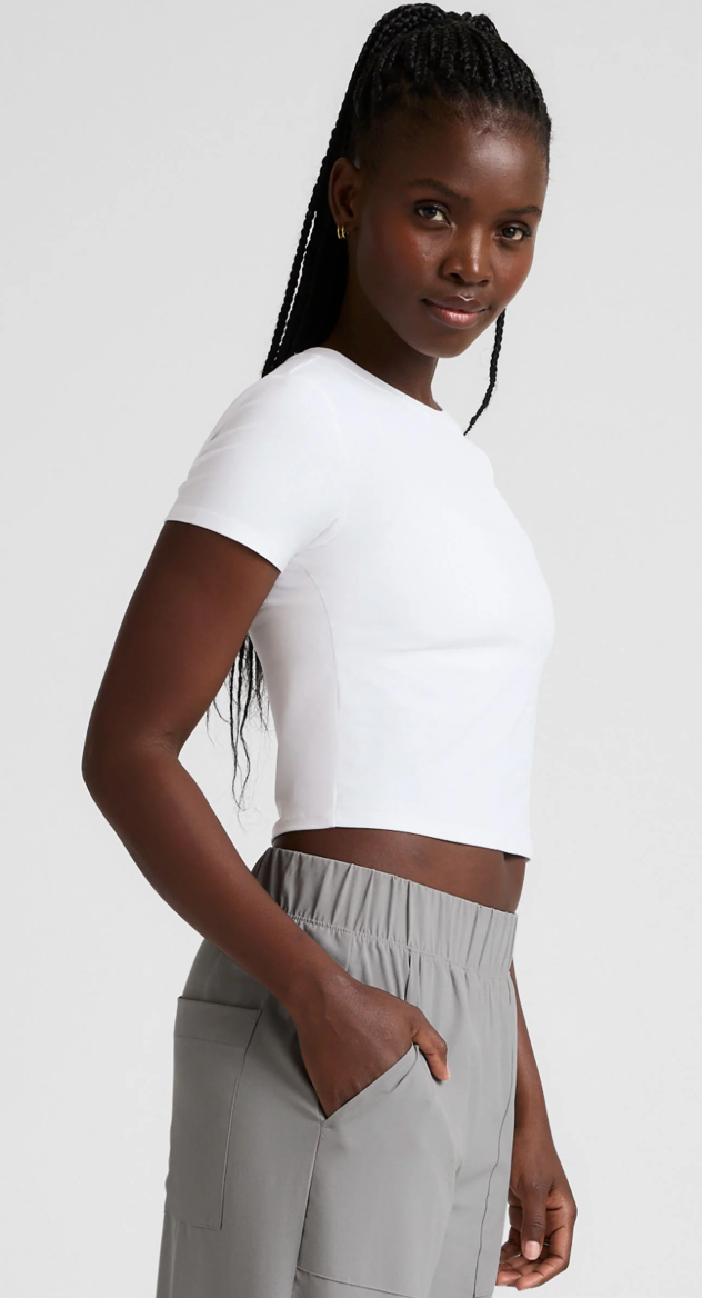 Beyond Yoga Featherweight Cropped Tee - Cloud White