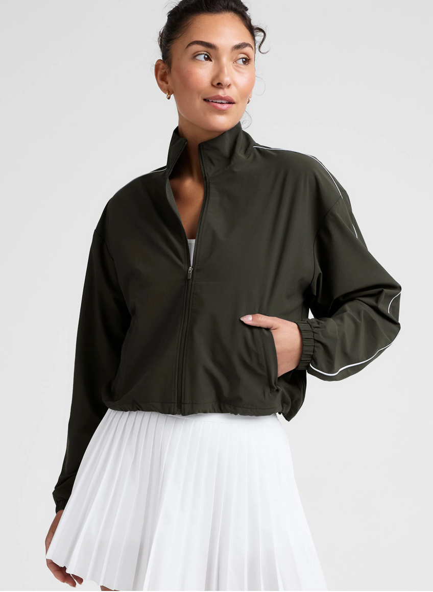 Beyond Yoga Track Jacket - Olive Ink