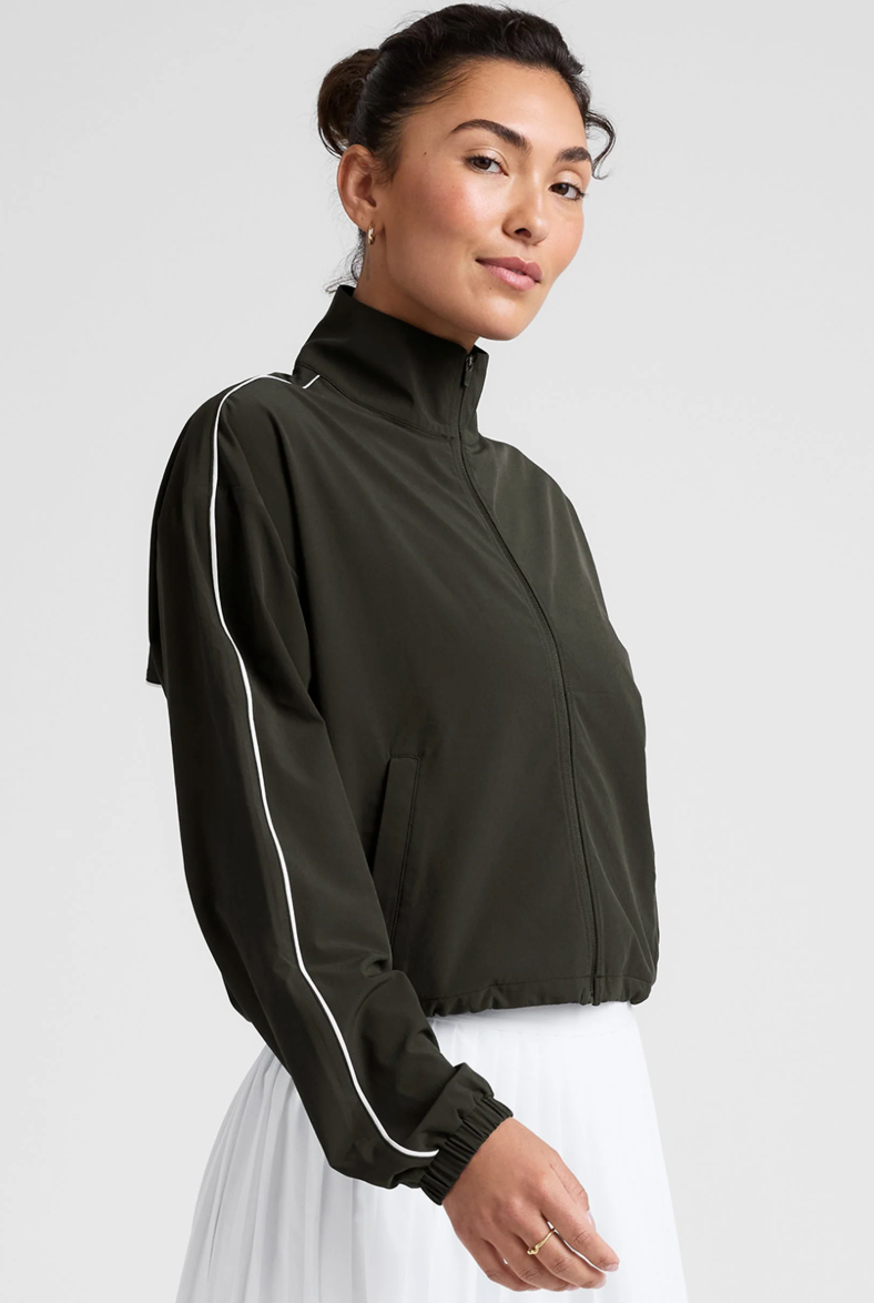 Beyond Yoga Track Jacket - Olive Ink