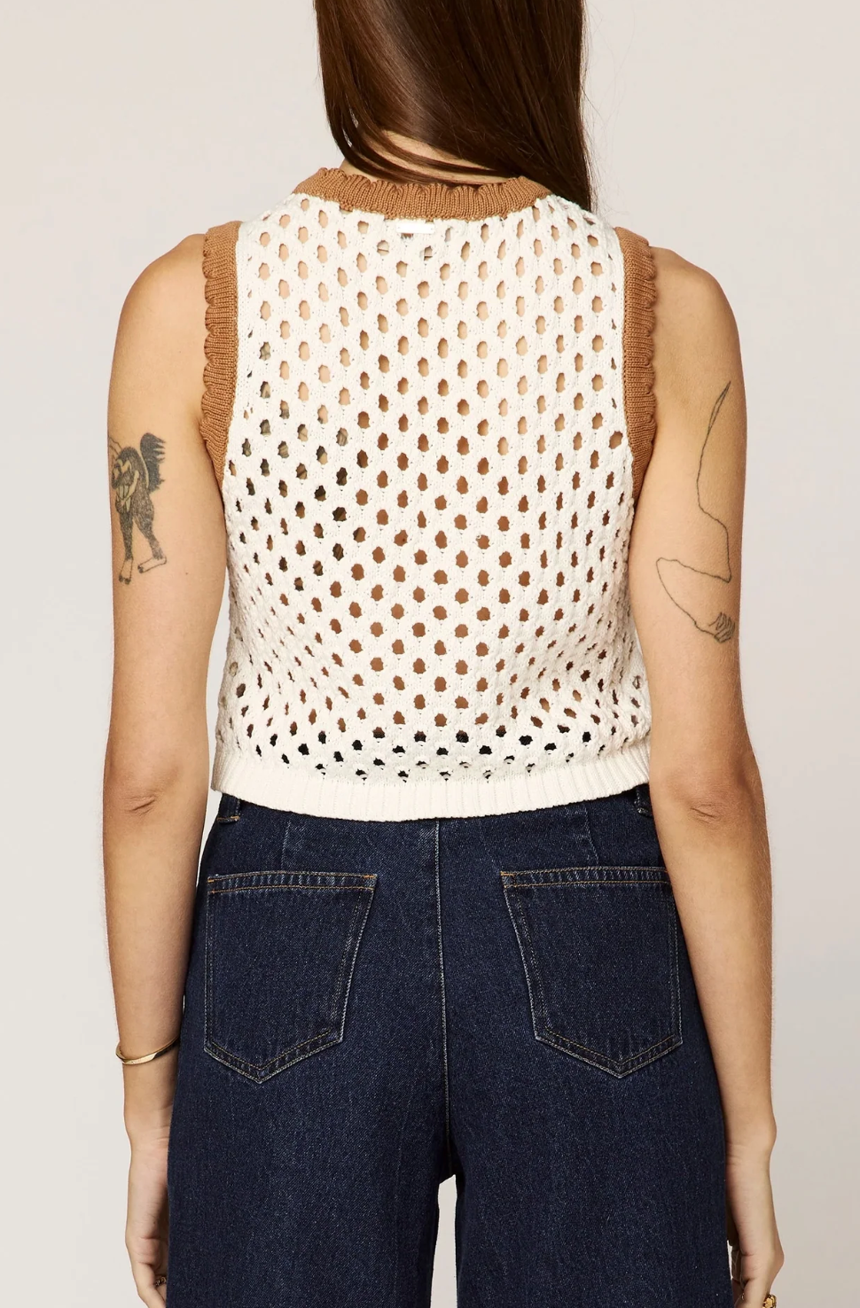 Cleobella Brownwyn Sweater Top - Ivory and Brown