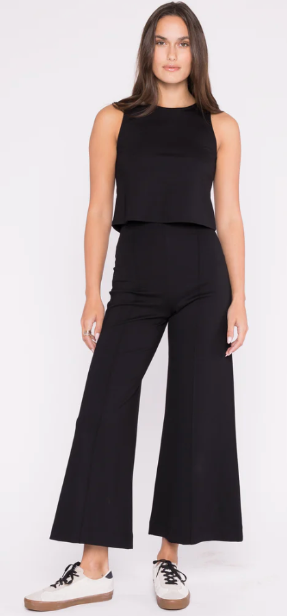 Ripley Rader Ponte Knit Wide Leg Pant Cropped - Black