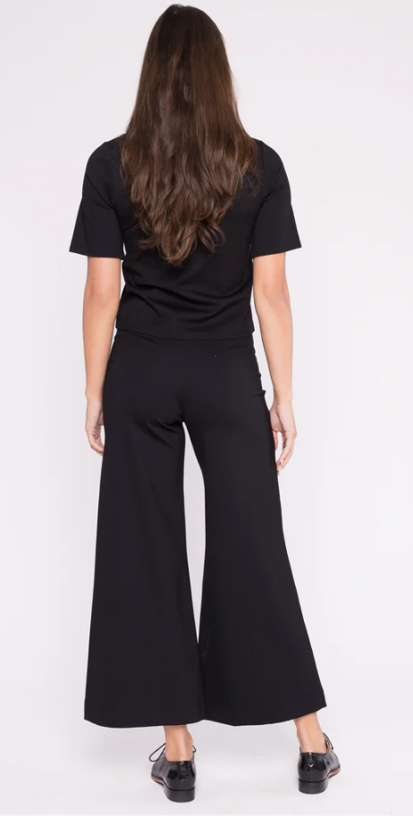 Ripley Rader Ponte Knit Wide Leg Pant Cropped - Black