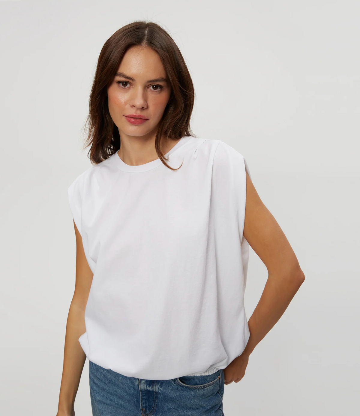 Michael Stars Luca Bubble Tee - White