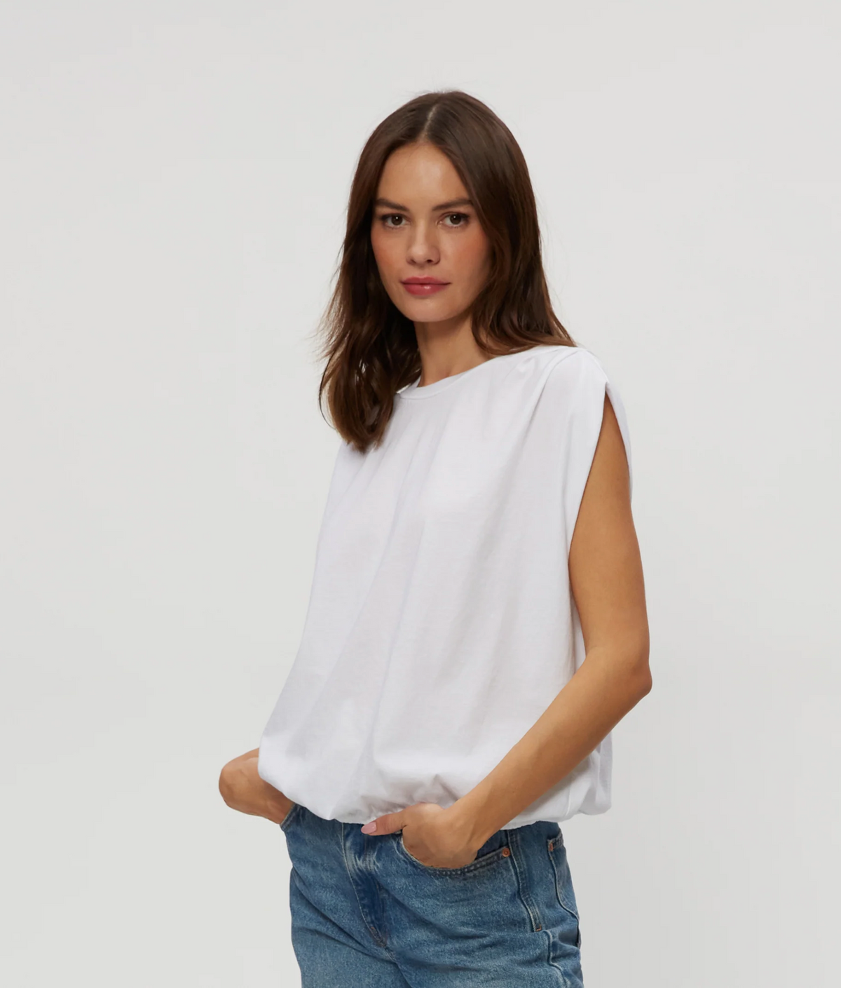 Michael Stars Luca Bubble Tee - White