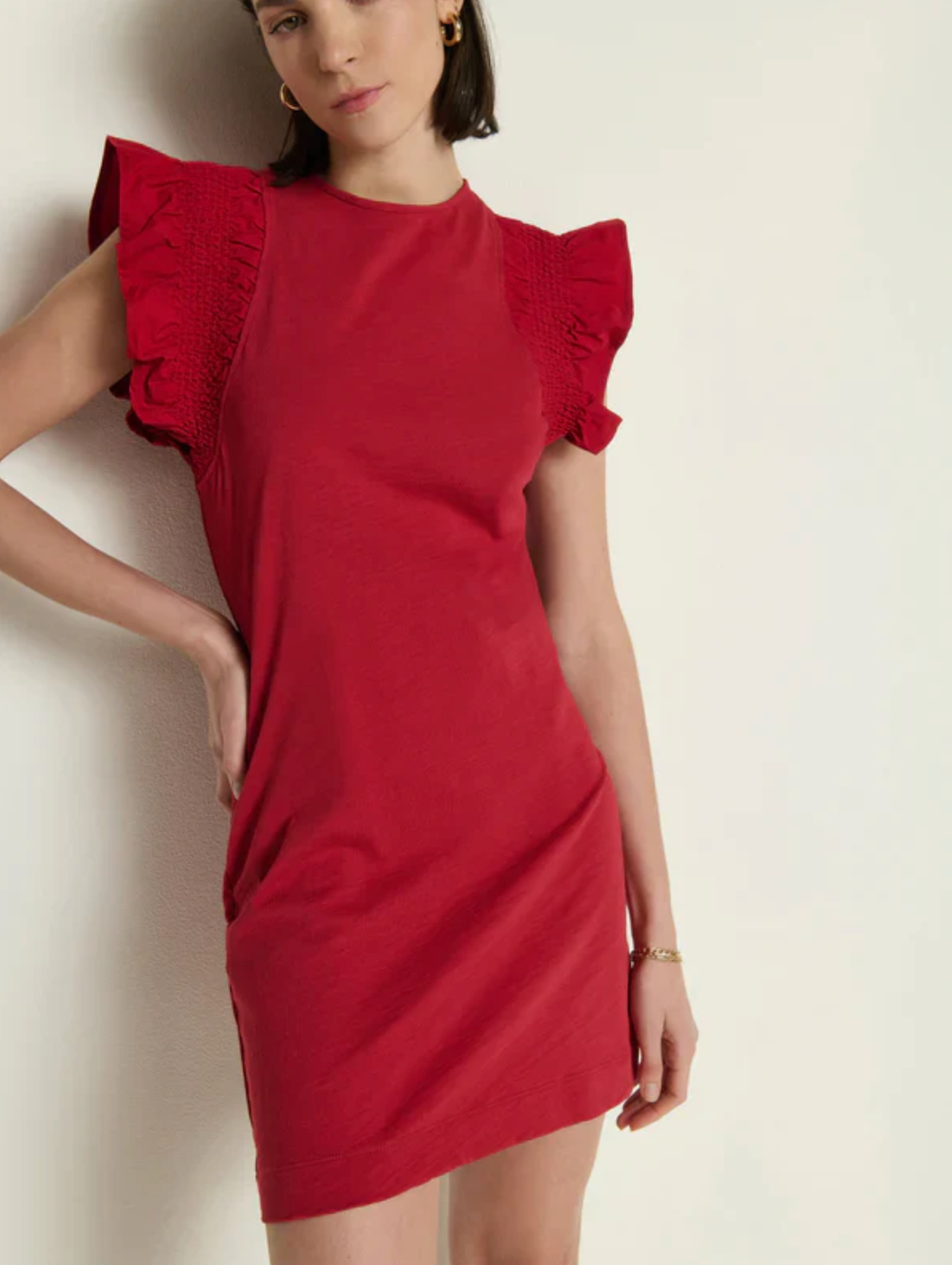 Nation Ltd. Ellis Ruffle Sleeve Dress - Rio Red