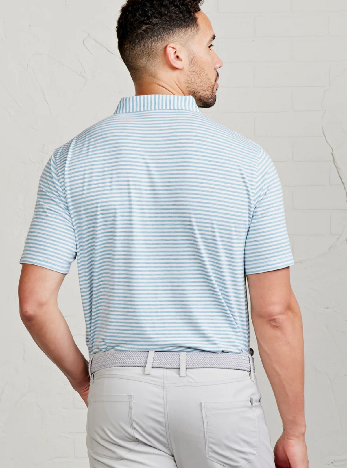 Tasc Cloud Polo - Air Stripe - Greyser Heather/ White