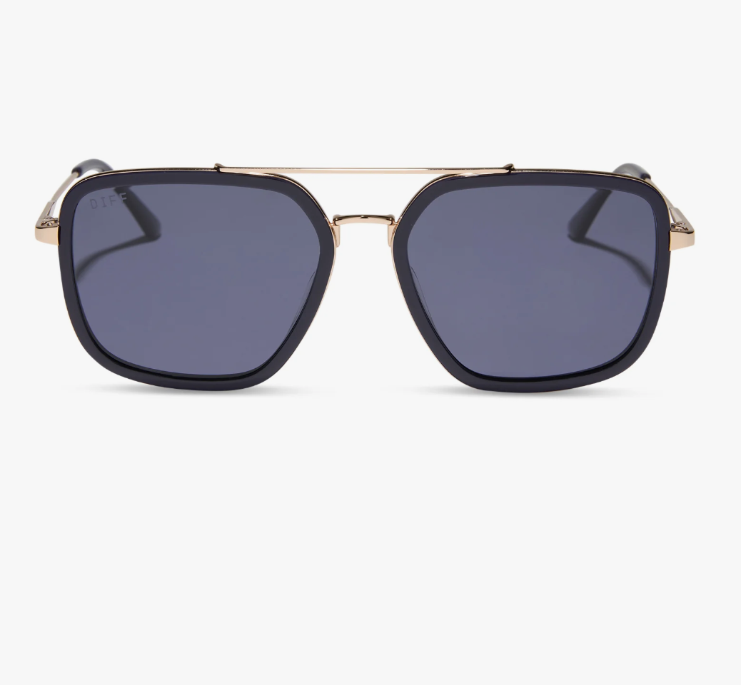 DIFF Eyewear Jordan Sunglasses - Gold Royal Temple Tips + Midnight