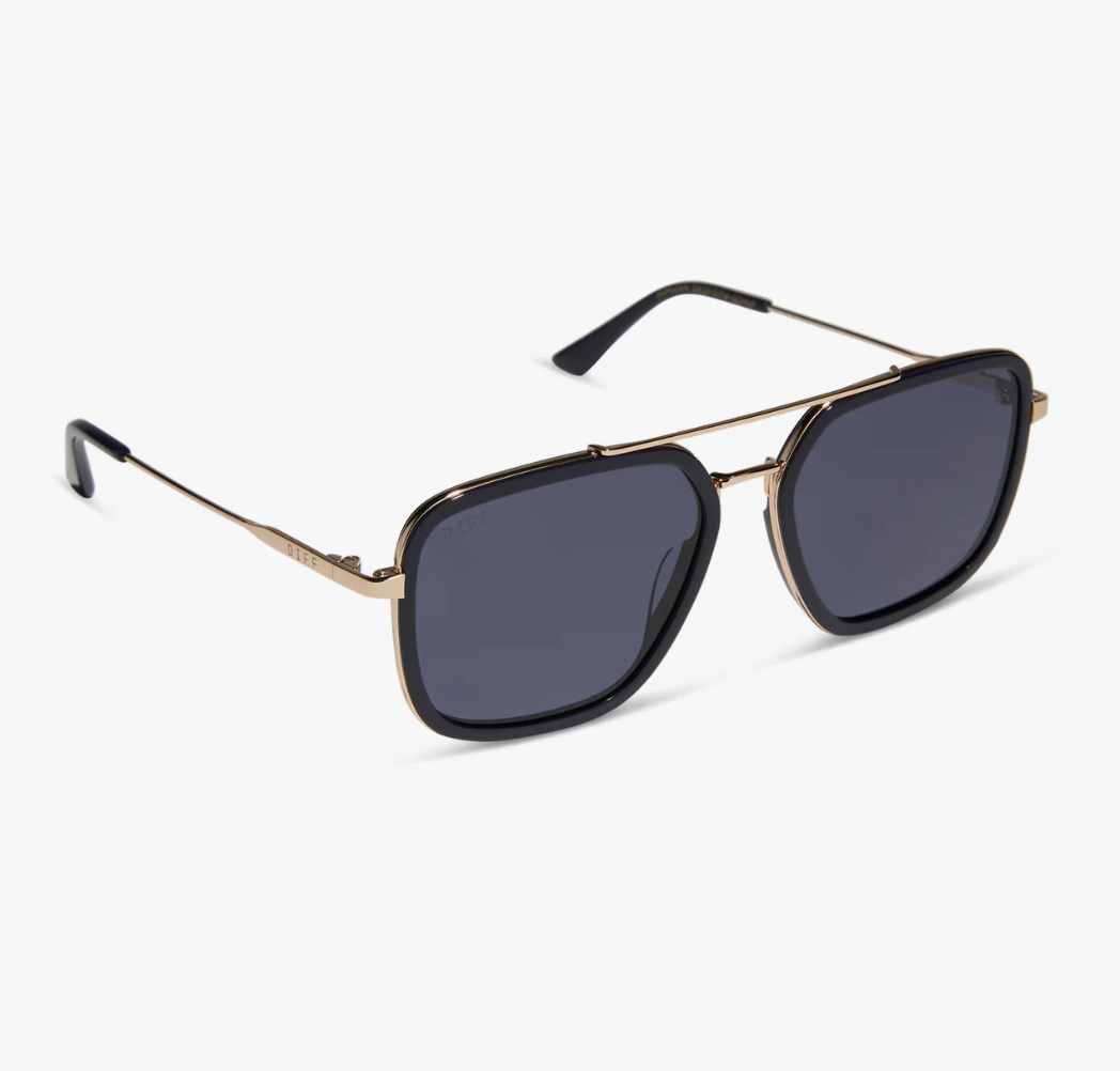 DIFF Eyewear Jordan Sunglasses - Gold Royal Temple Tips + Midnight