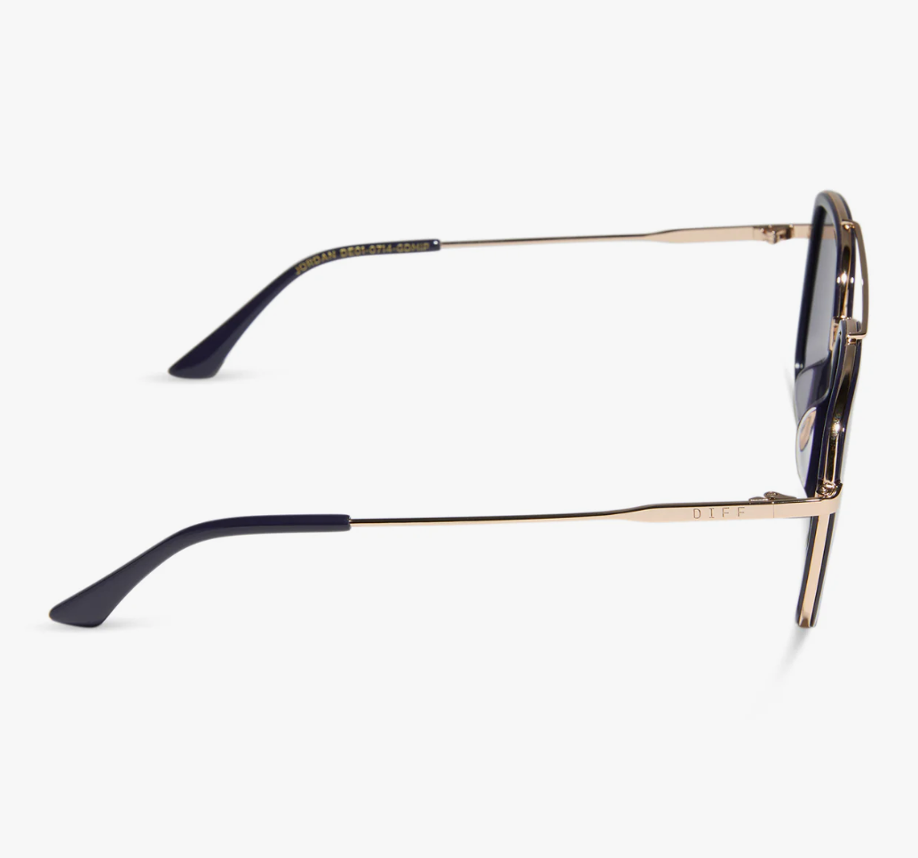 DIFF Eyewear Jordan Sunglasses - Gold Royal Temple Tips + Midnight