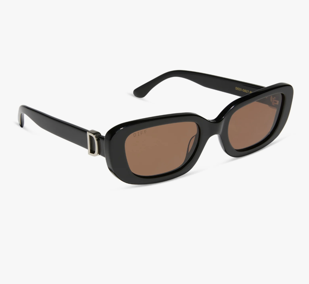 DIFF Eyewear Women’s Daphne - Black Silver Metal + Brown