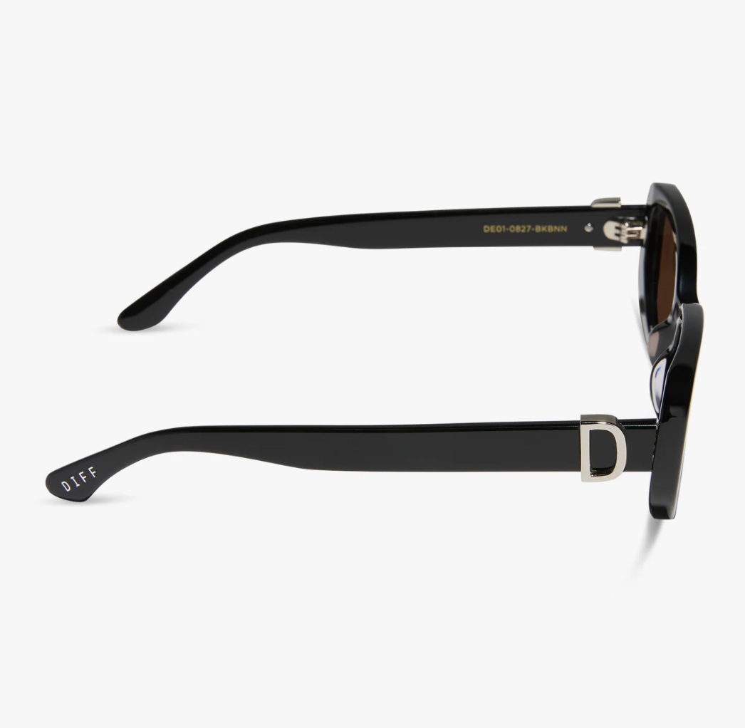 DIFF Eyewear Women’s Daphne - Black Silver Metal + Brown