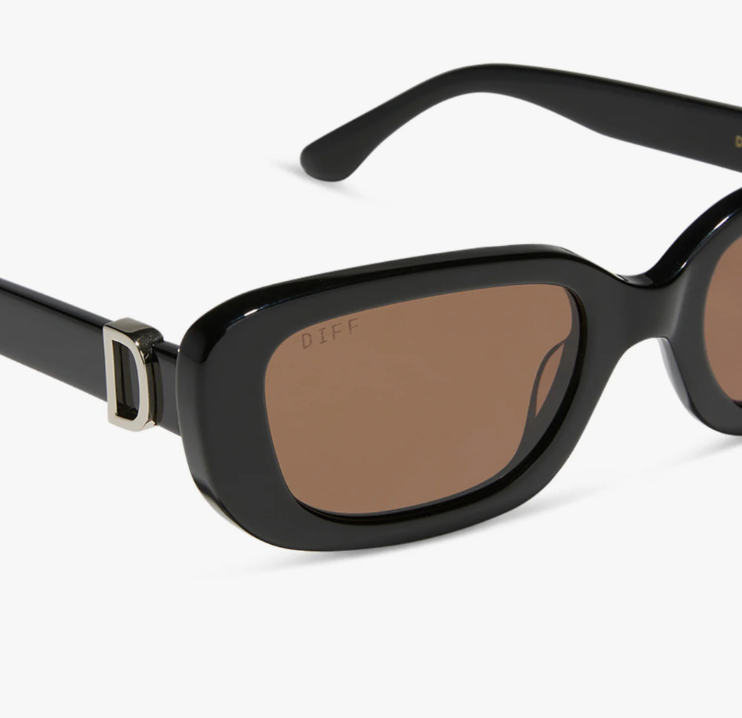 DIFF Eyewear Women’s Daphne - Black Silver Metal + Brown