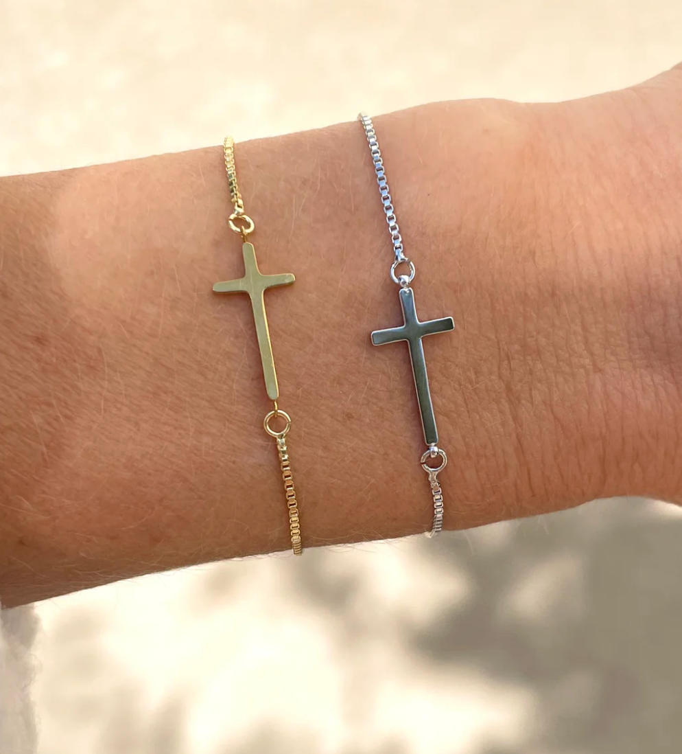 Nikki Smith Cross Slider Bracelets - Gold