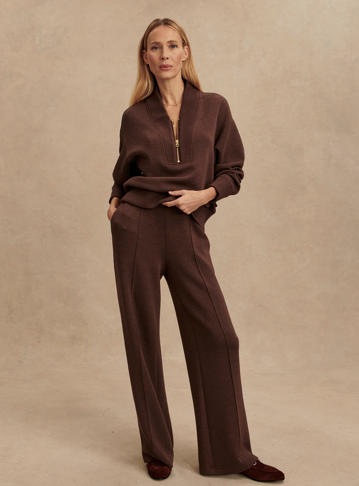 Varley The Wide Leg Pant 28&quot; - Coffee Bean Marl