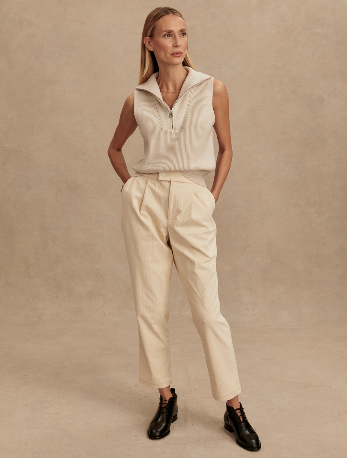 Varley Amina Half Zip Knit - Silver Birch