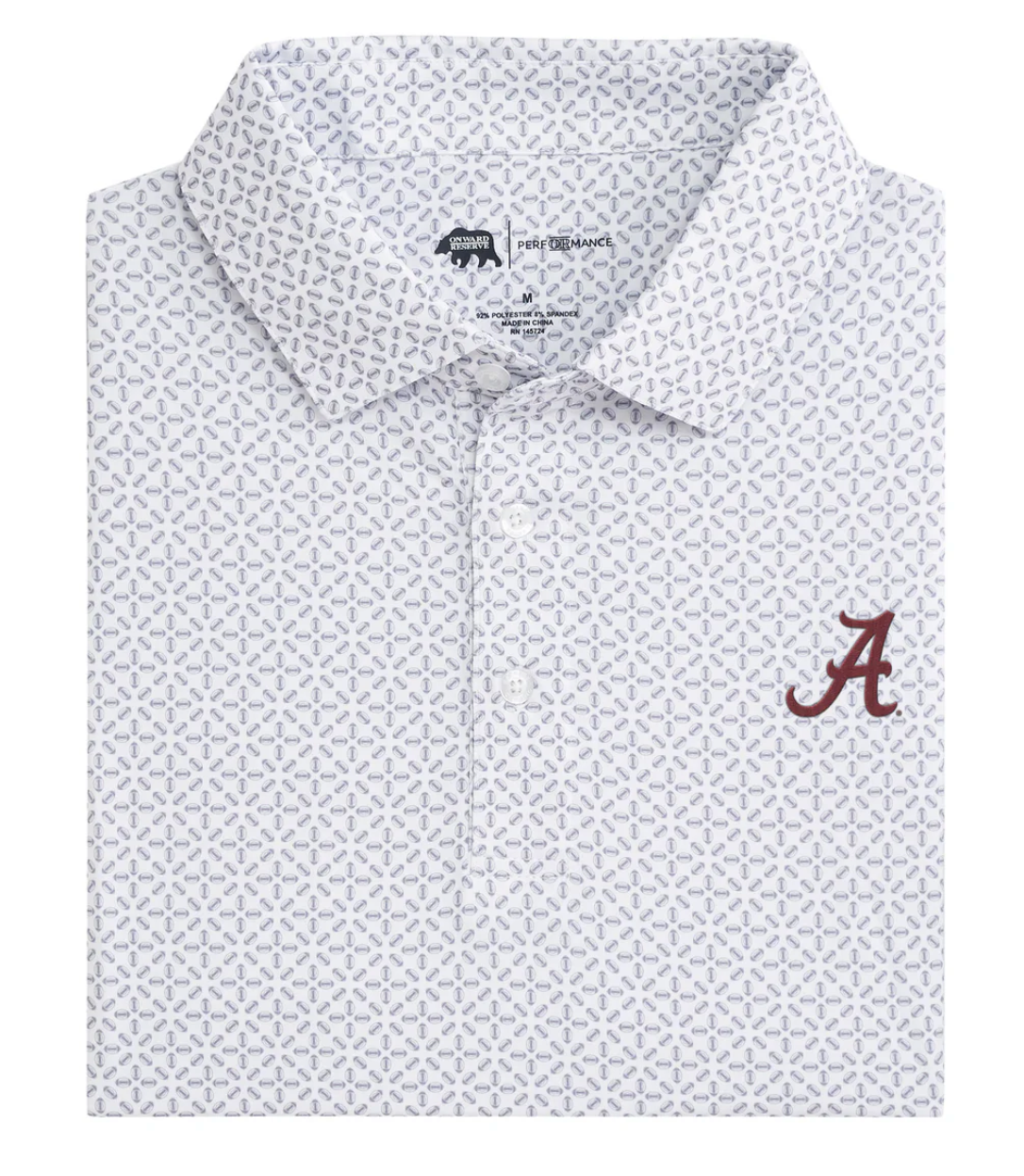 Onward Reserve Alabama Gameday Printed Performance Polo - White