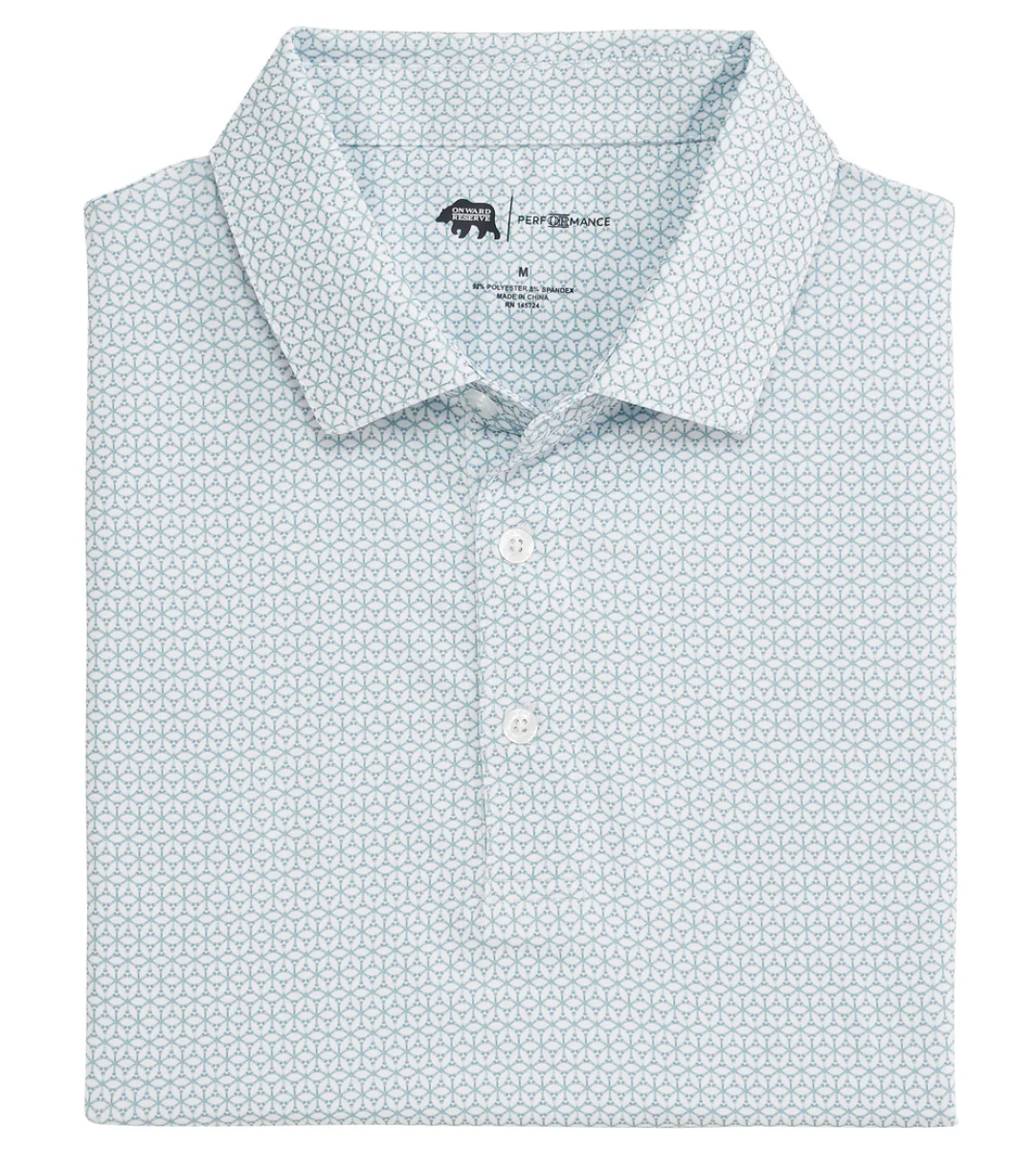 Onward Reserve Out of Office Printed Performance Polo - Mallard Green