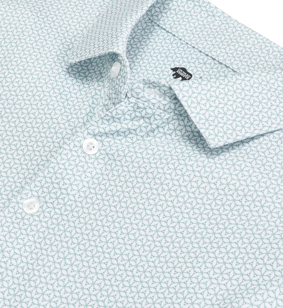 Onward Reserve Out of Office Printed Performance Polo - Mallard Green