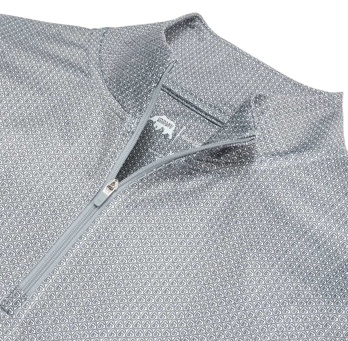 Onward Reserve Vintage G Printed Performance 1/4 Zip - Mirage Grey