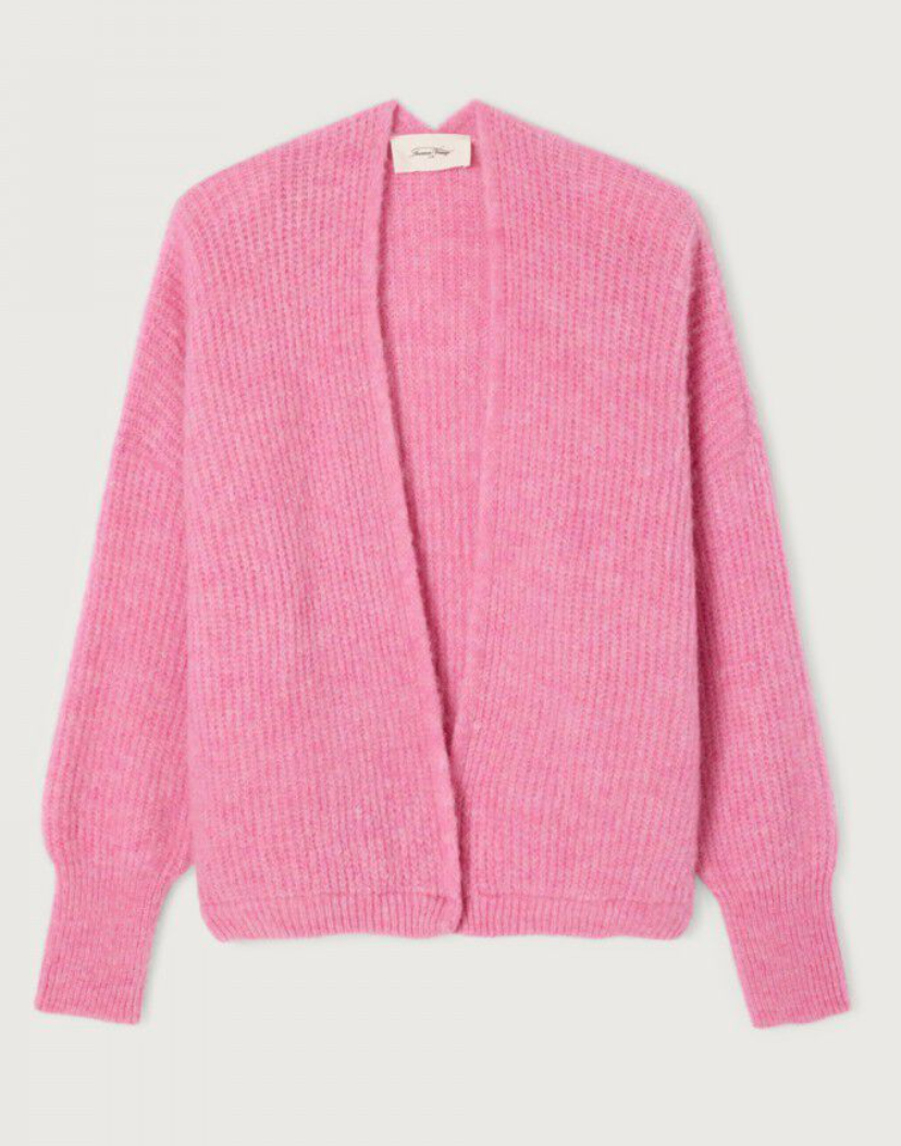 American Vintage East Cardigan - Bubble Pink Marled