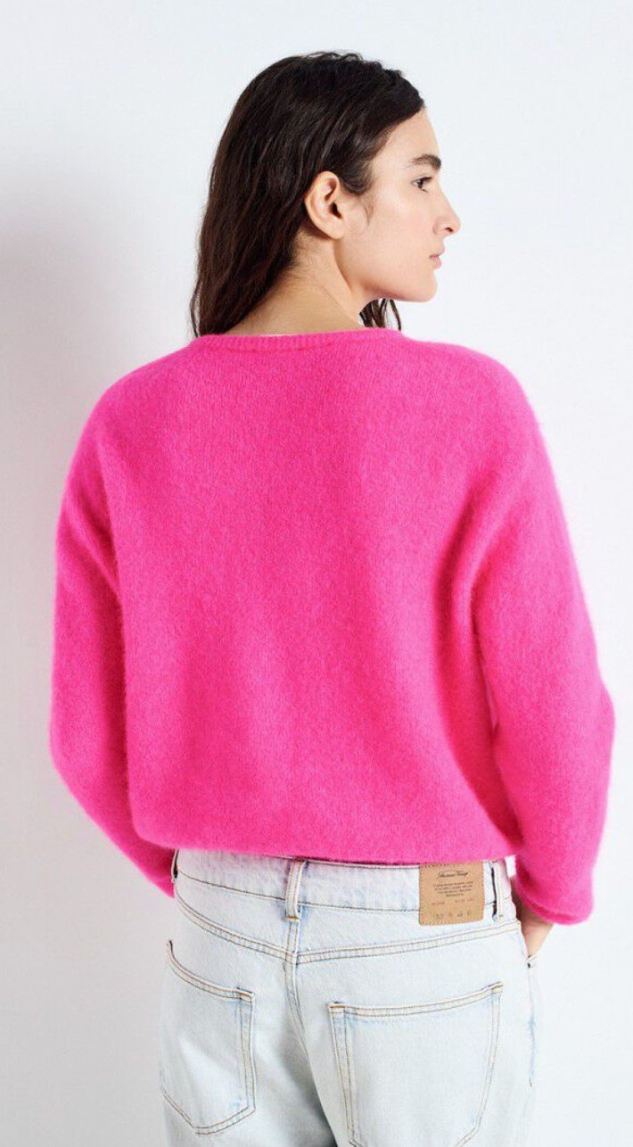American Vintage Vitow Cardigan - Neon Pink Melange