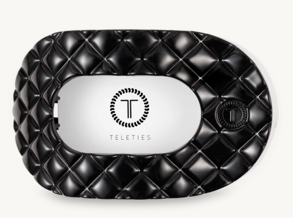 Teleties Flat Round Clip - Jet Black Quilted
