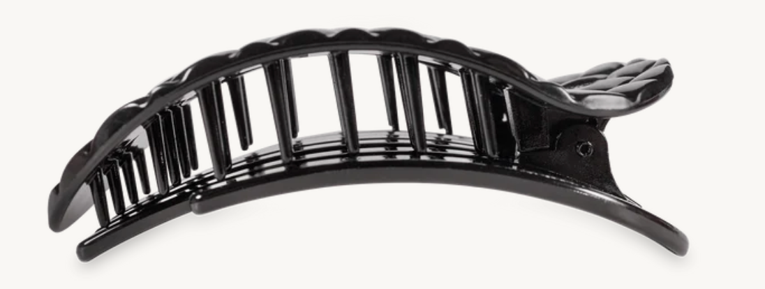 Teleties Flat Round Clip - Jet Black Quilted
