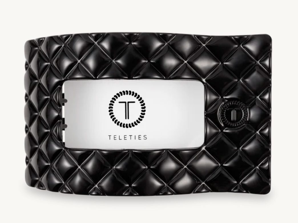 Teleties Flat Rectangle Clip - Jet Black Quilted