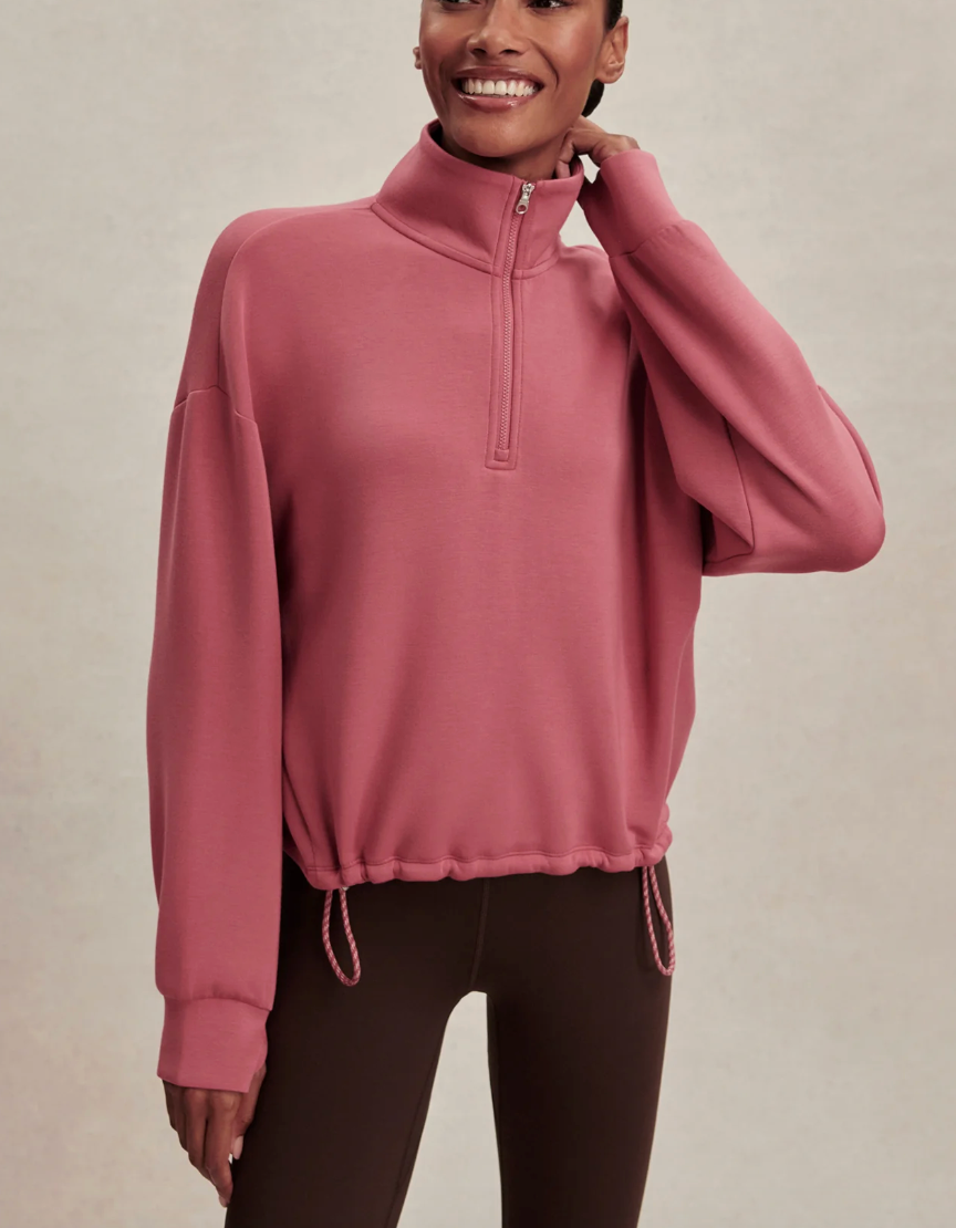 Varley Sian Cropped Half Zip Sweat - Mauvewood