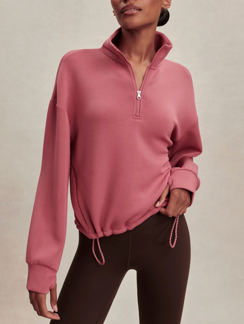 Varley Sian Cropped Half Zip Sweat - Mauvewood