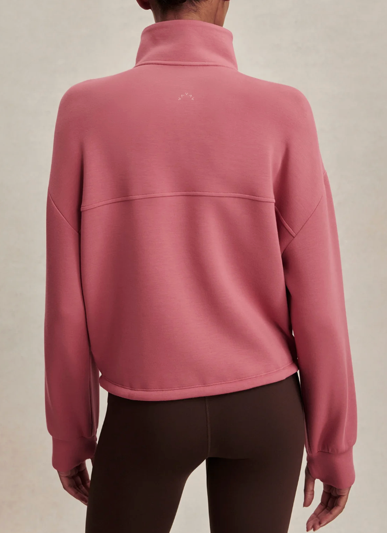 Varley Sian Cropped Half Zip Sweat - Mauvewood