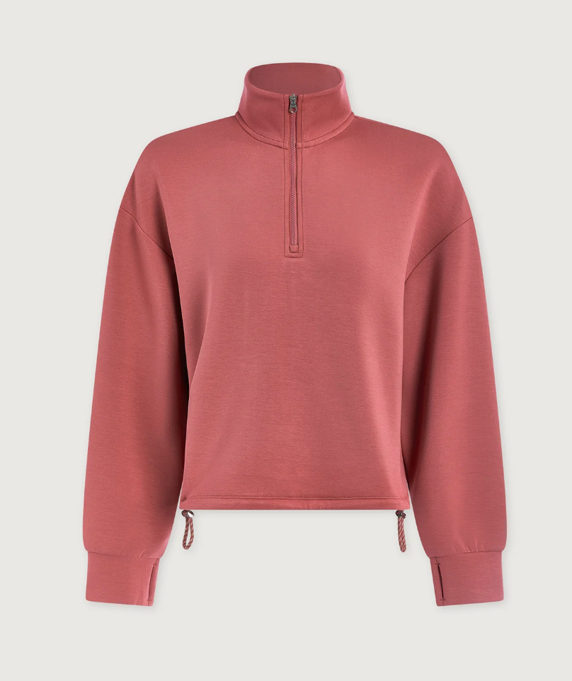 Varley Sian Cropped Half Zip Sweat - Mauvewood