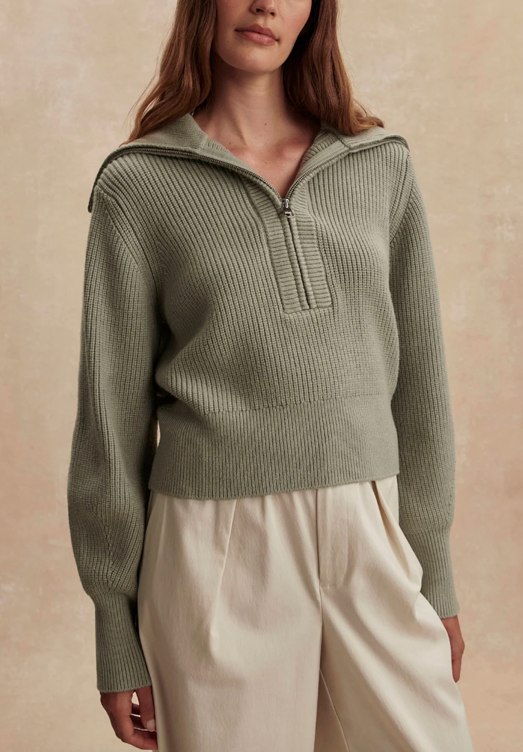 Varley Maura Half Zip Knit - Agate Grey