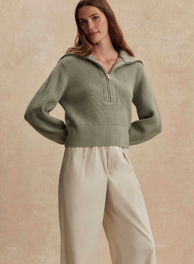 Varley Maura Half Zip Knit - Agate Grey