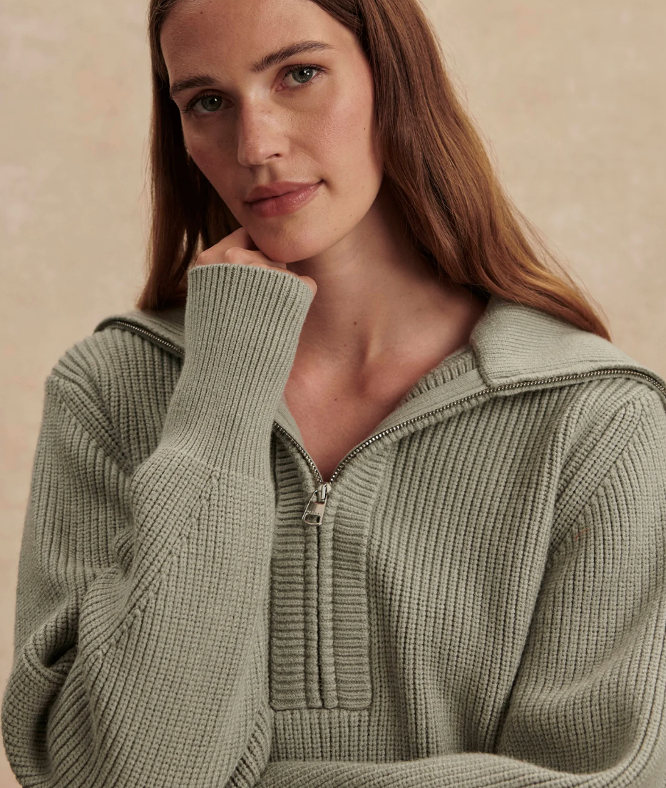 Varley Maura Half Zip Knit - Agate Grey