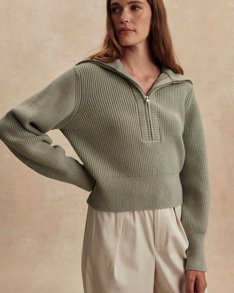 Varley Maura Half Zip Knit - Agate Grey