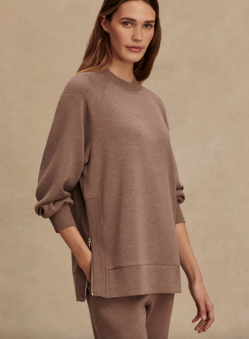Varley Nicole Boyfriend Sweat - Deep Taupe Marl Fleck