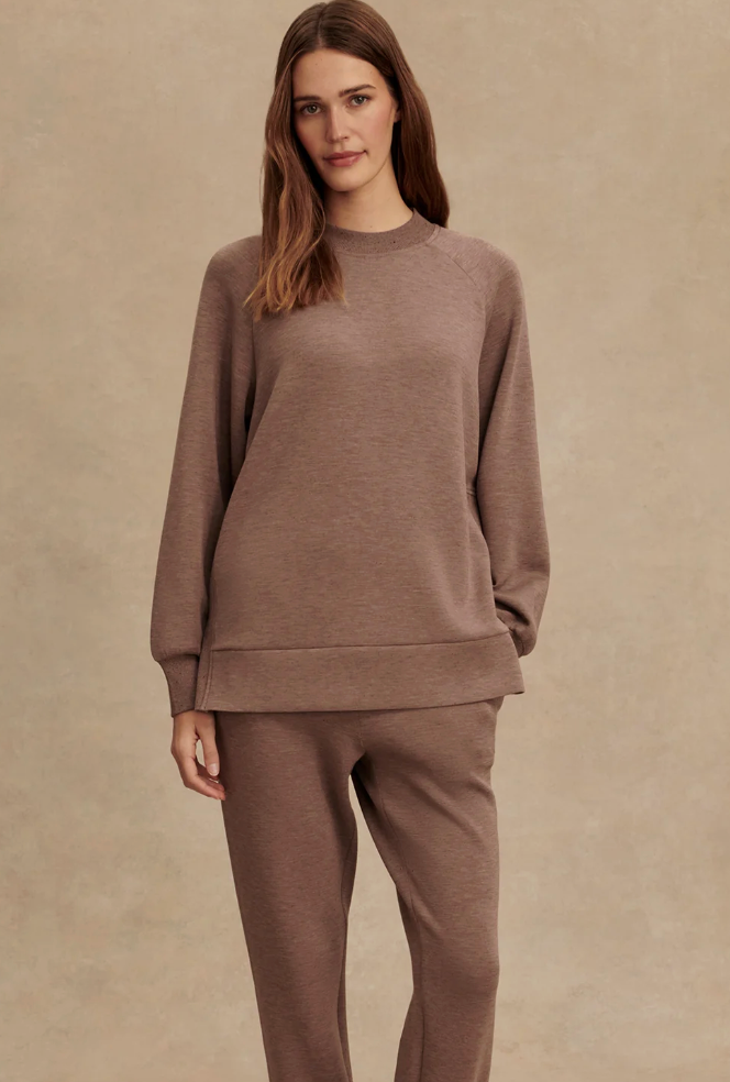 Varley Nicole Boyfriend Sweat - Deep Taupe Marl Fleck