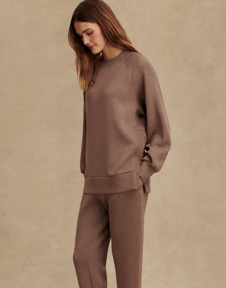 Varley Nicole Boyfriend Sweat - Deep Taupe Marl Fleck