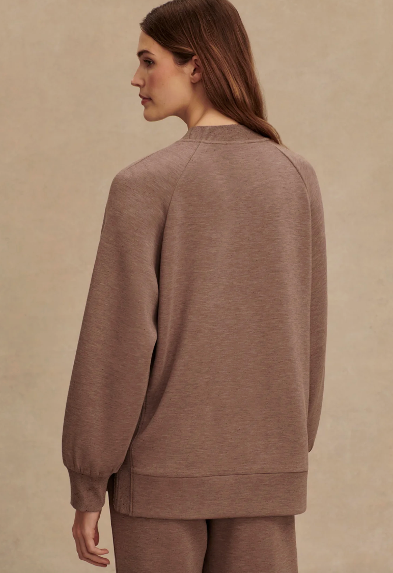 Varley Nicole Boyfriend Sweat - Deep Taupe Marl Fleck