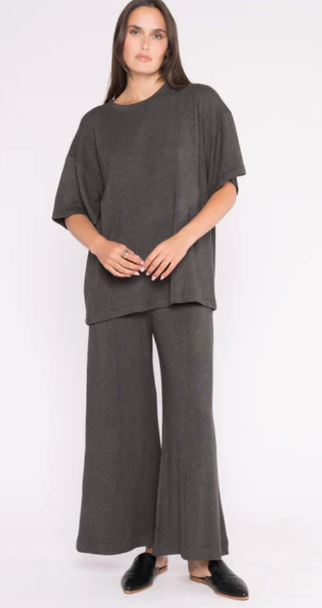 Ripley Rader Sweater Knit Wide Leg Pant - Charcoal