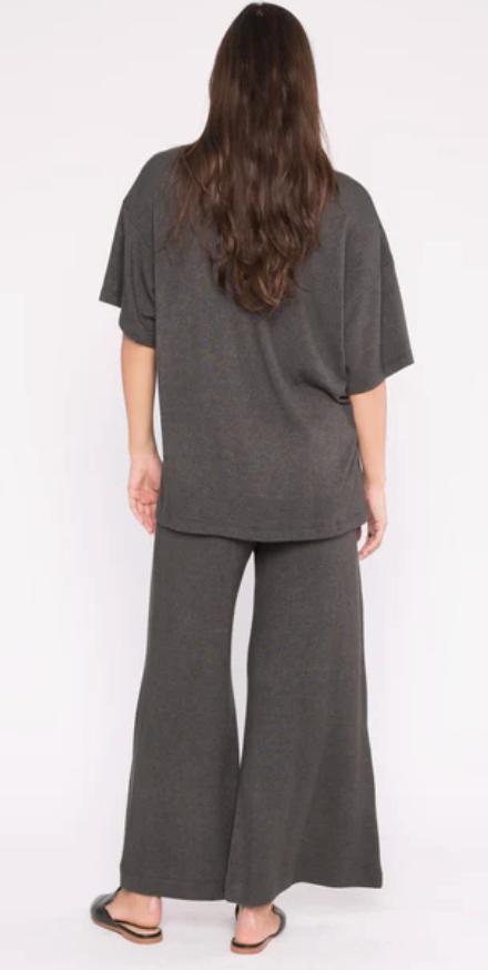 Ripley Rader Sweater Knit Wide Leg Pant - Charcoal