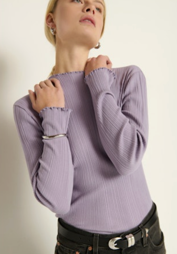 Nation Ltd. Brenna Mock Neck Top - Lavender Grey