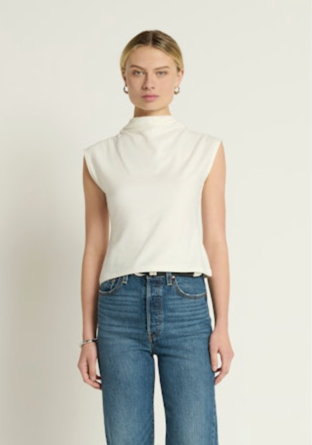 Nation Ltd. Lulu Mock Neck Top - Porcelain