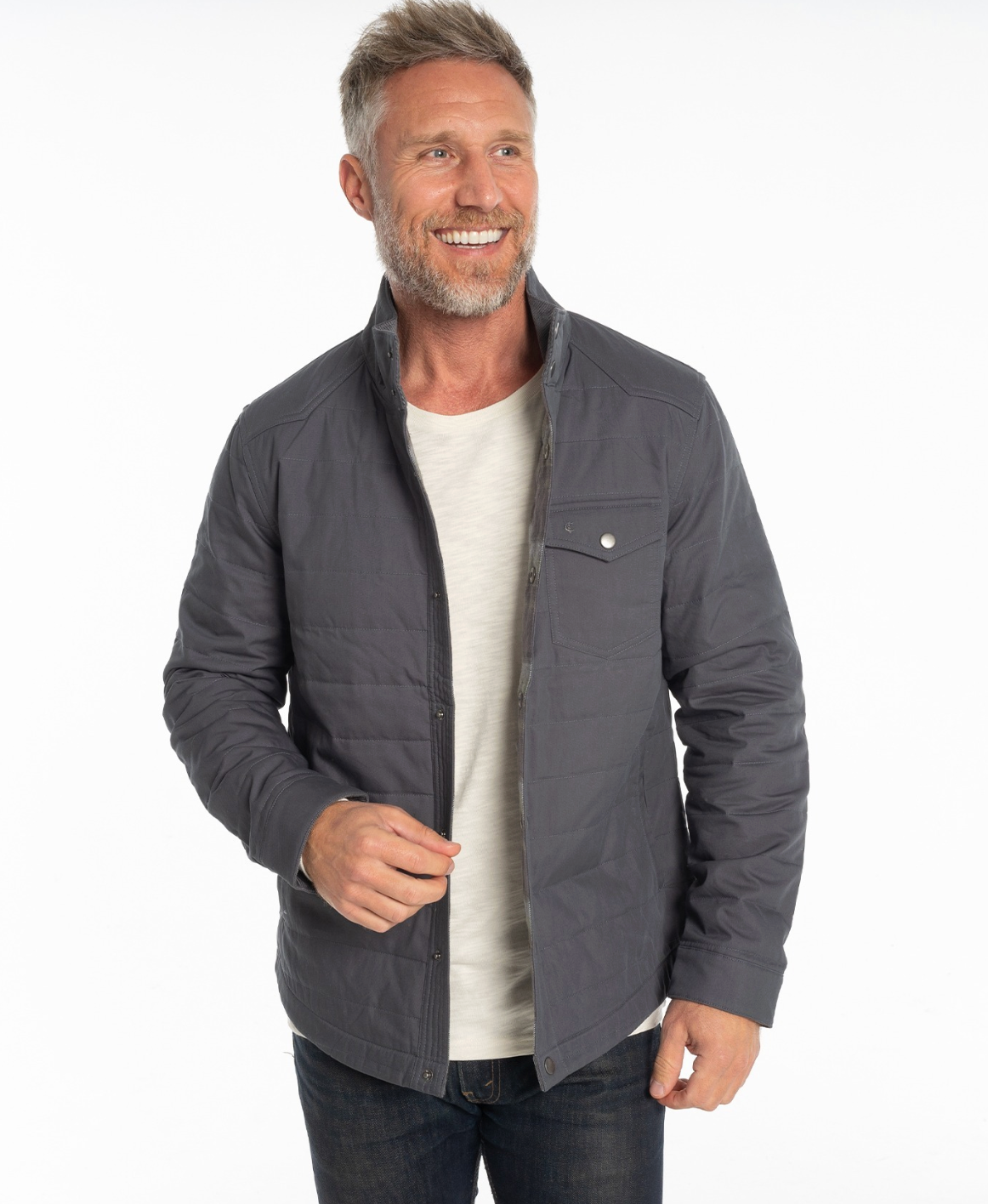 Criquet Quilted Waxed Jacket - Slate Blue