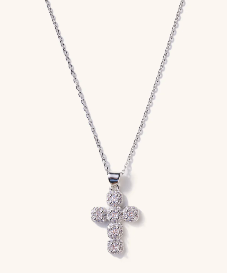 Nikki Smith Diamond Cross Adjustable Necklace - Silver