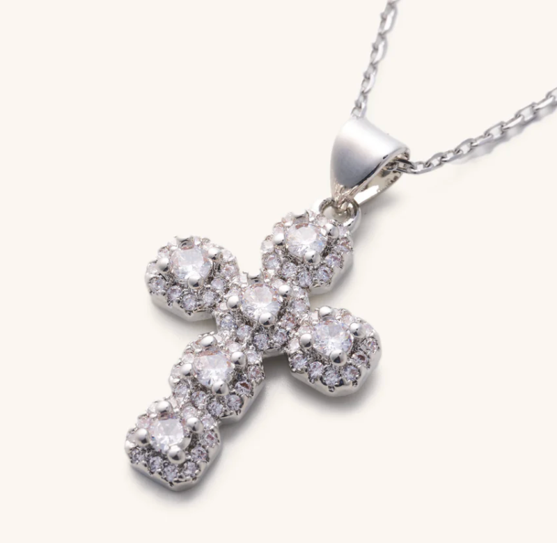 Nikki Smith Diamond Cross Adjustable Necklace - Silver