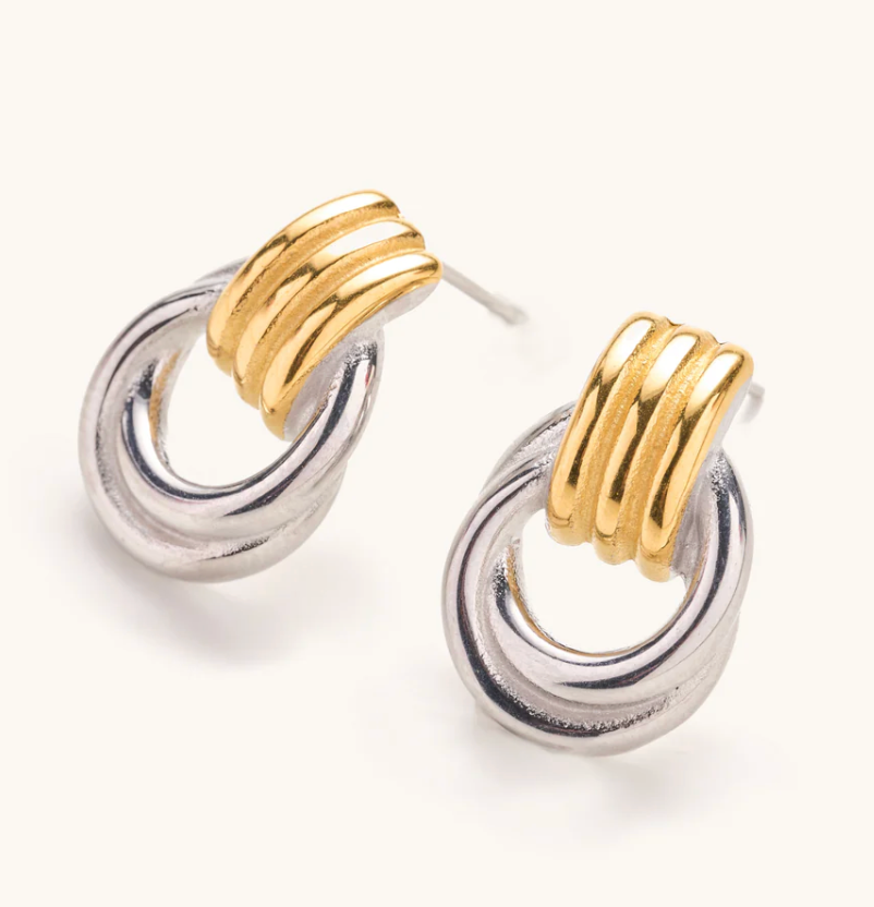 Nikki Smith Nya Mixed Metal Knot Studs
